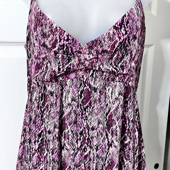 Bar 111 Maxi Dress SZ M Purple Snake Print Babydoll Straps Fairy Flowy Tiered Y2 - Picture 3 of 13